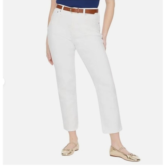 J Crew Jeans Womens 34 Petite White Curvy Essential Straight Stretch BX452 - Picture 1 of 8